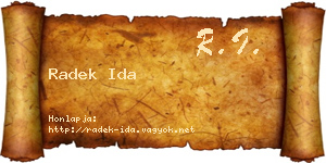 Radek Ida névjegykártya